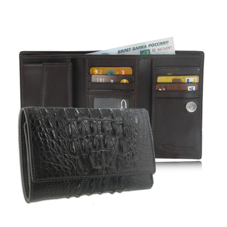 Мужской кошелек из кожи крокодила, цвет: шоколад Quarro WR-123